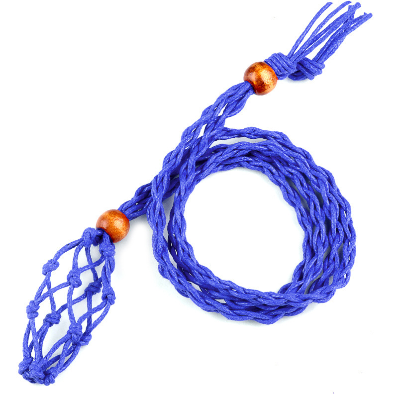 MYK5139-Crystal raw stone bohemian style hand-woven necklace net bag