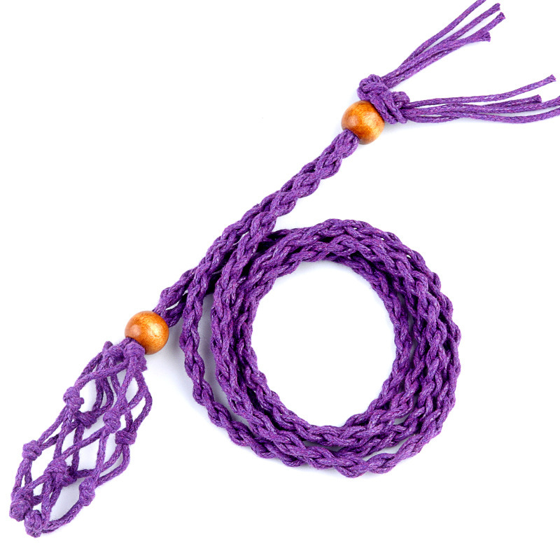 MYK5139-Crystal raw stone bohemian style hand-woven necklace net bag