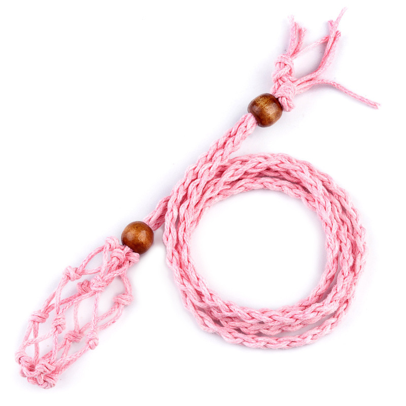 MYK5139-Crystal raw stone bohemian style hand-woven necklace net bag