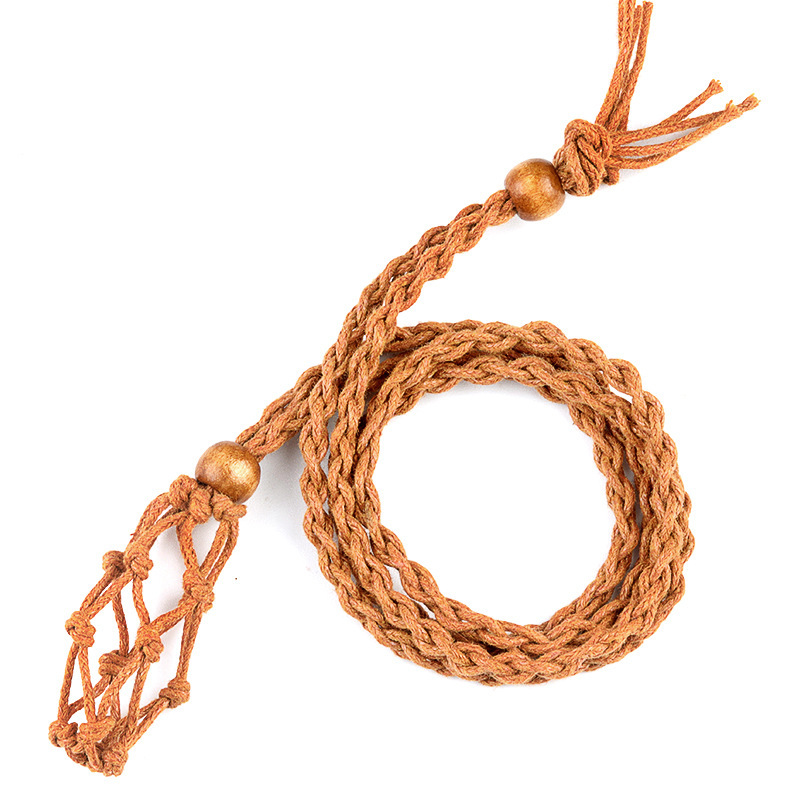 MYK5139-Crystal raw stone bohemian style hand-woven necklace net bag