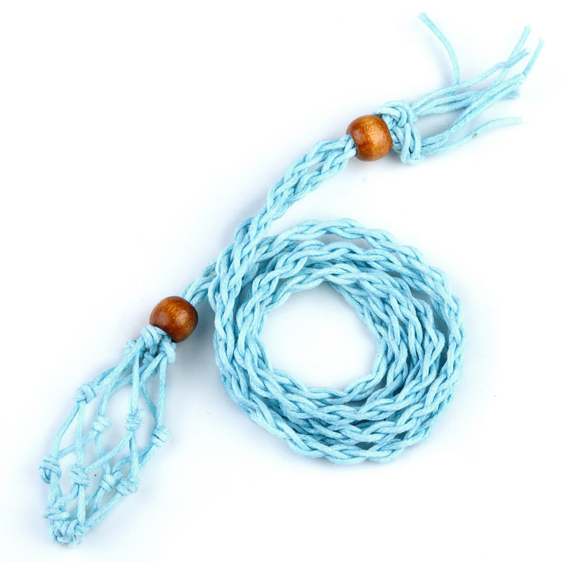 MYK5139-Crystal raw stone bohemian style hand-woven necklace net bag