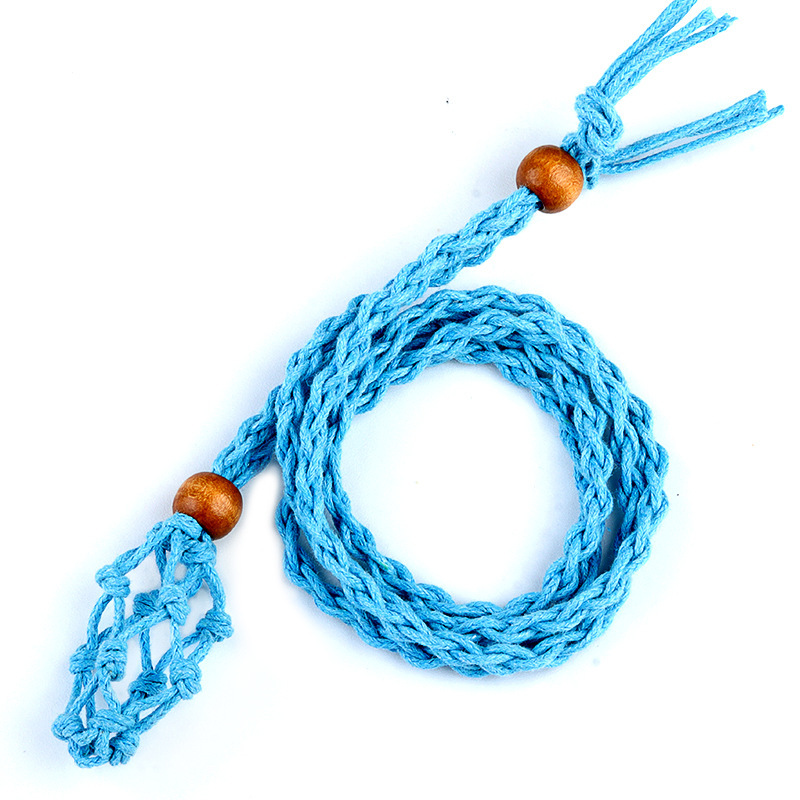 MYK5139-Crystal raw stone bohemian style hand-woven necklace net bag