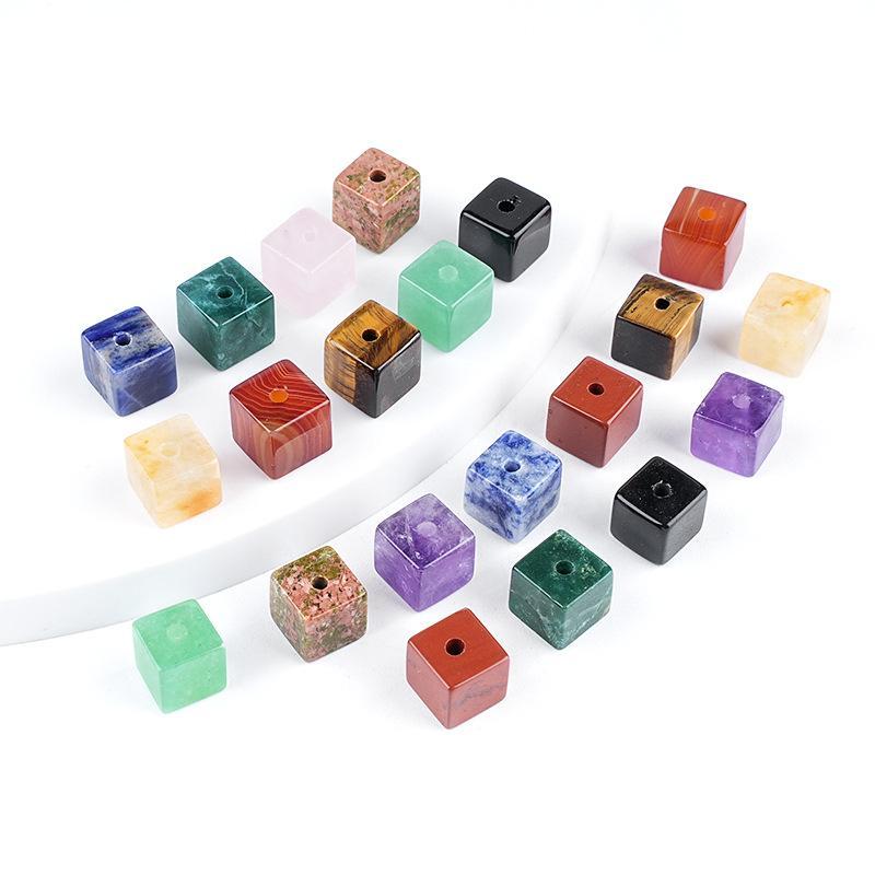 MYK5140-10*10mm Natural crystal cube with large hole bead