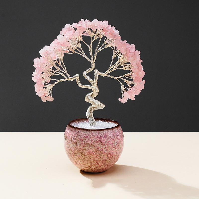 MYK5157-Natural Rose Quartz Money Tree - Attracting Love and Good Fortune