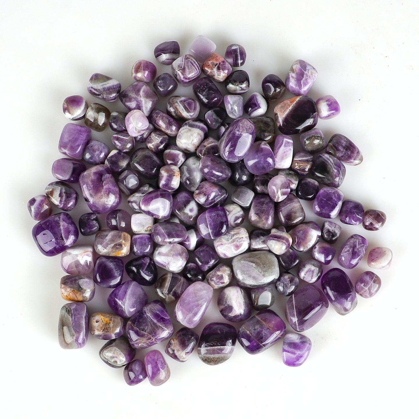MYK5169-Natural White-Lined Amethyst Rolling Stone