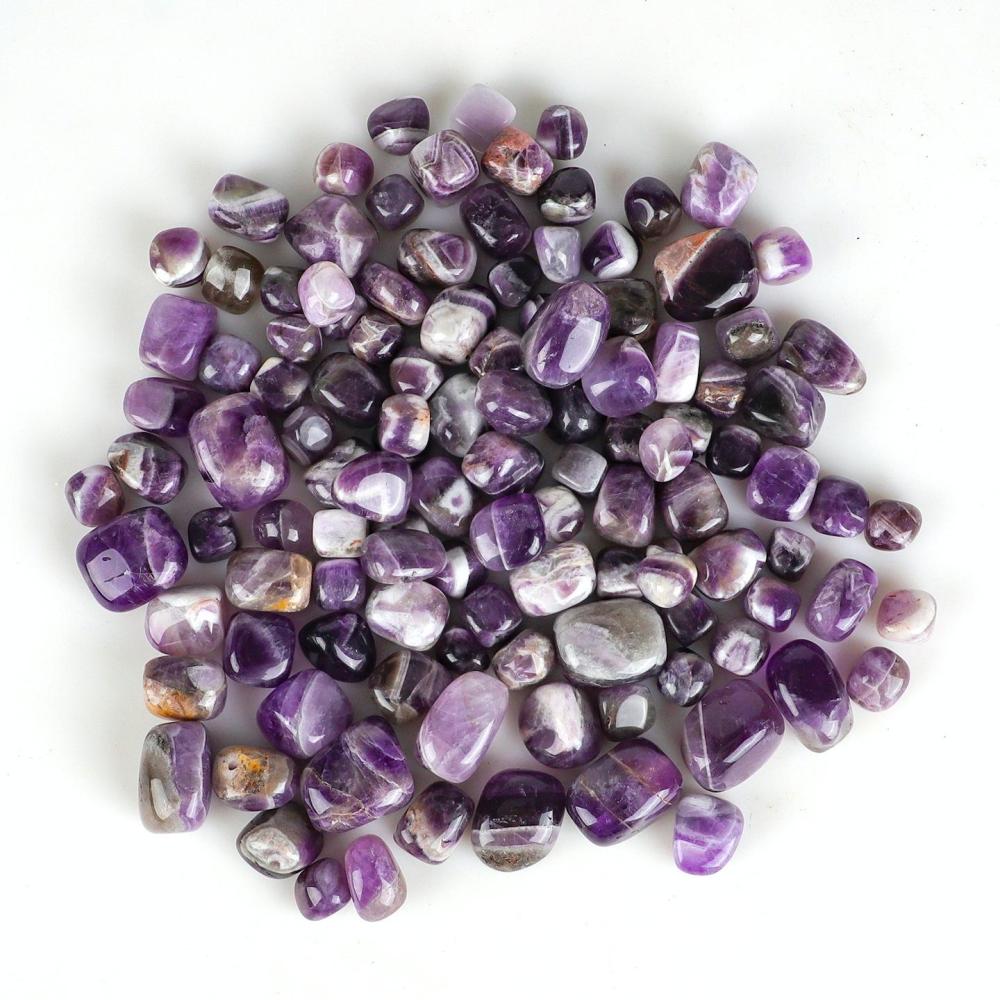 MYK5169-Natural White-Lined Amethyst Rolling Stone