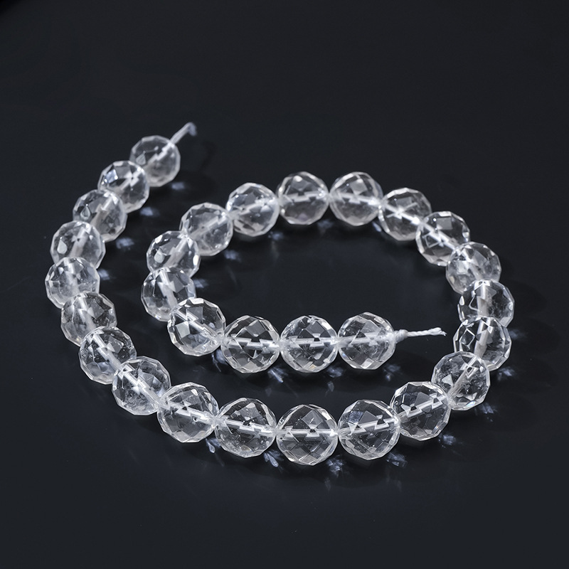 MYK5195-Natural Clear Quartz 64 Diamond Faceted Beads