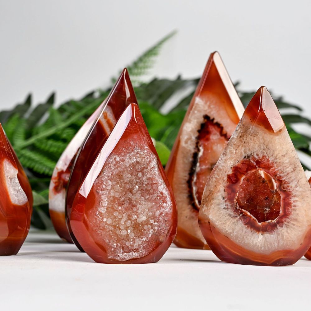 MYK5219-Natural Red Agate Geode Crystal Drop Ornament