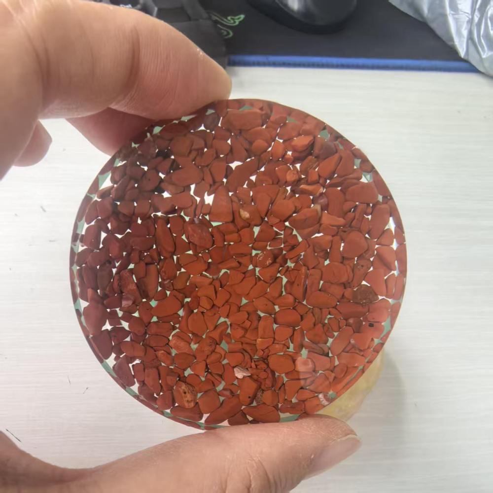 MYK5204-Natural Crystal Pebble Epoxy Coffee/Tea Coaster