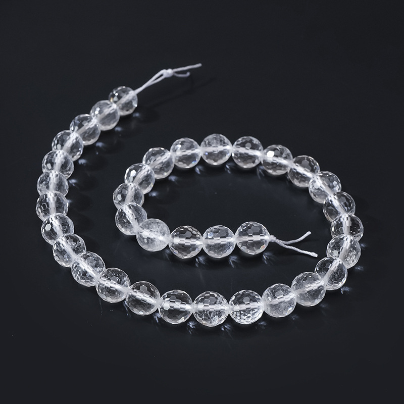 MYK5194-Natural clear quartz 128 diamond faceted beads
