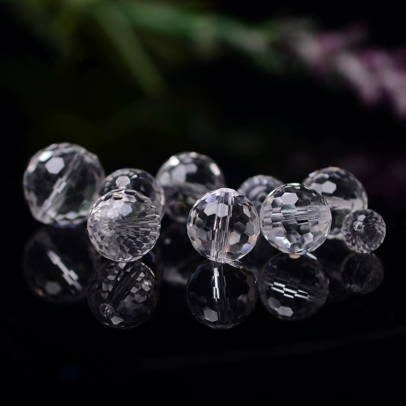 MYK5194-Natural clear quartz 128 diamond faceted beads