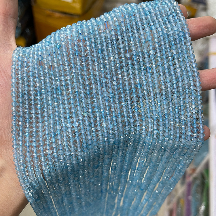 MYK5279-Natural Blue Topaz AAA/Abacus Faceted Beads