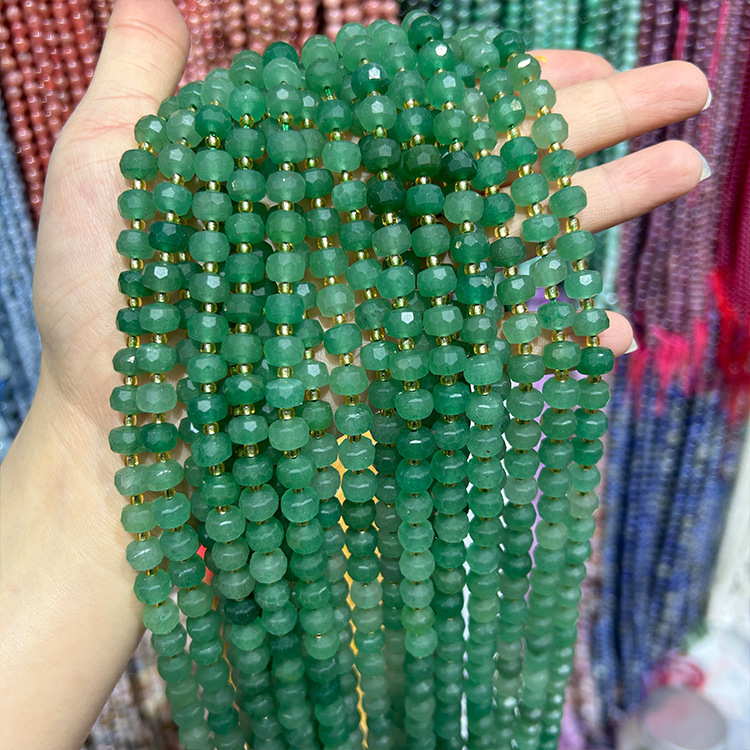 MYK5286-Natural Green Aventurine/Abacus Faceted Beads
