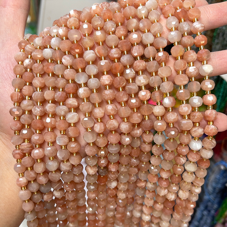 MYK5292-Natural Sunstone A/Abacus Faceted Beads