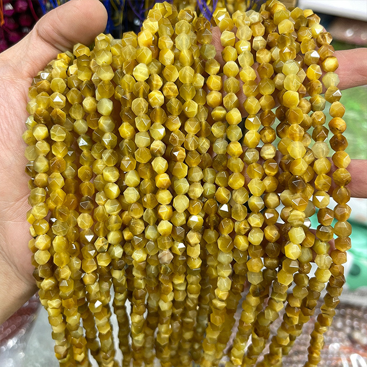 MYK5269-Natural Golden Tiger's Eye Beads (Large Faceted)