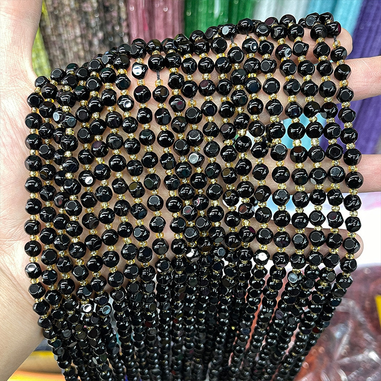 MYK5301-Natural Black Agate/Magic Square Beads