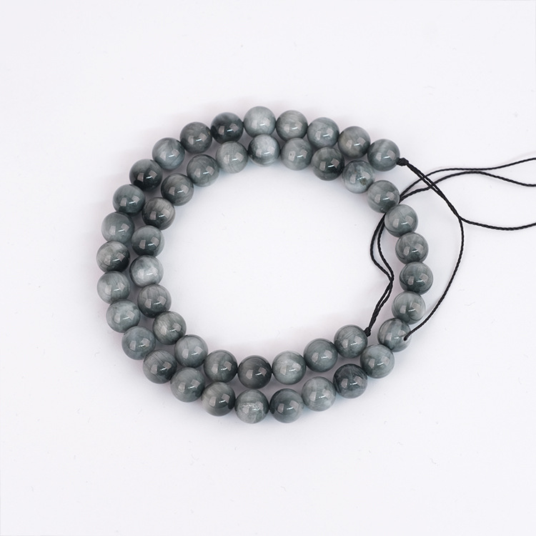 MYK5267-Natural Hawk's Eye AA/Round Beads