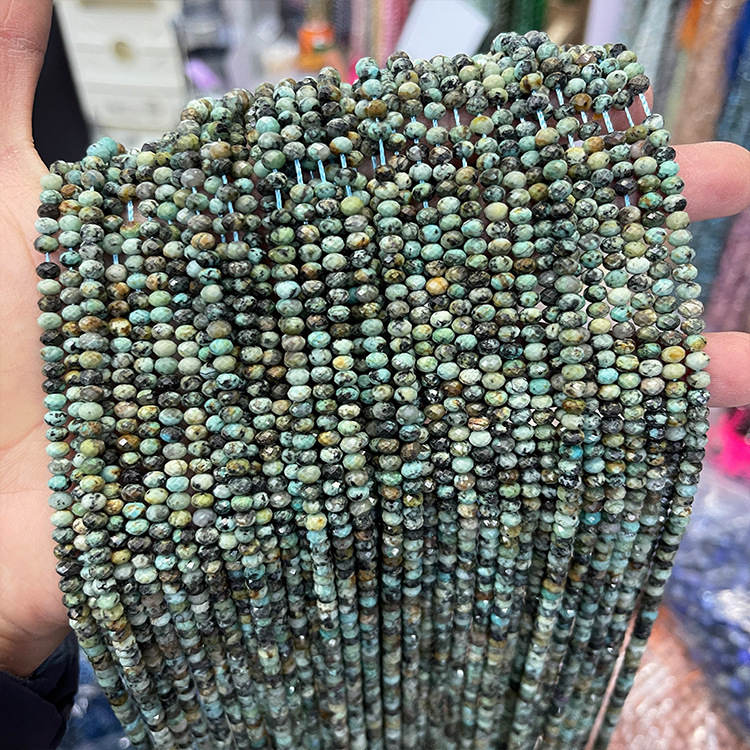 MYK5282-Natural African Turquoise/Abacus Faceted Beads