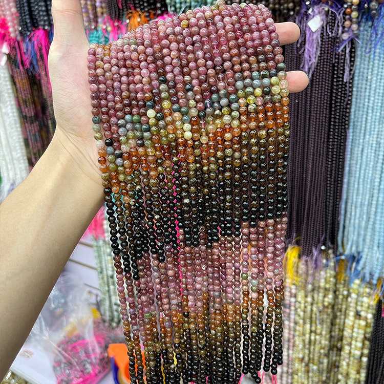 MYK5254-Natural Tourmaline A (Segmented) / Round Beads