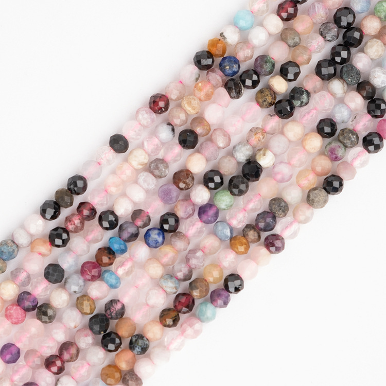 MYK5252-Faceted Beads Strung with Mixed Natural Stones
