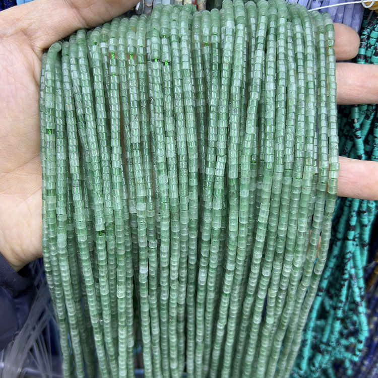 MYK5237-Natural Green Aventurine Spacer Beads (Straight-cut Round/Flat)