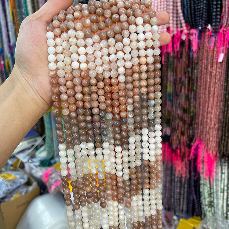 MYK5303-Natural Segmented Colored Sunstone AA/Round Beads