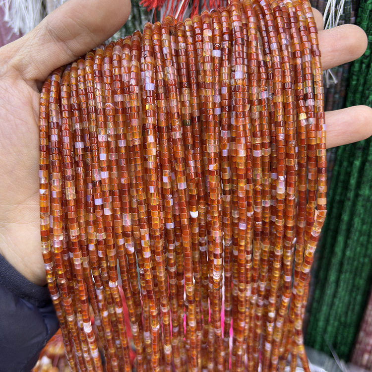 MYK5233-Natural Red Agate Spacer Slice, Straight-Cut Round Flat Bead