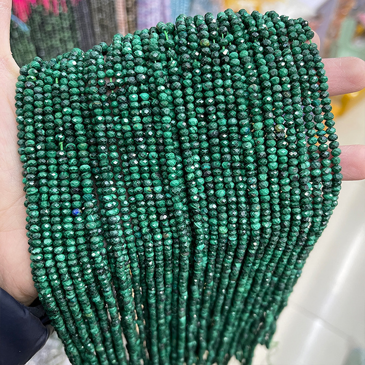 MYK5280-Natural Malachite AAA/Abacus Faceted Beads