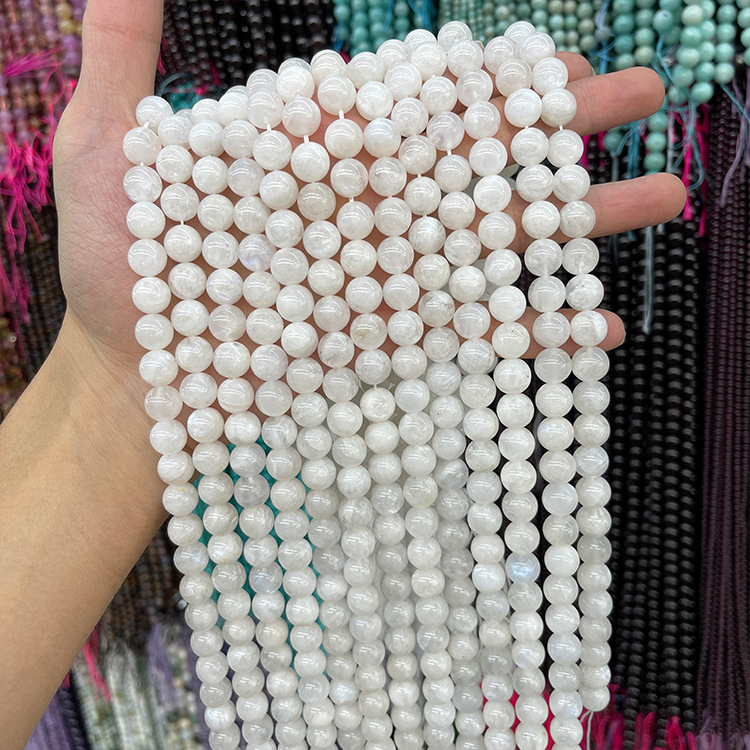 MYK5249-Natural Blue Moonstone A/Round Beads