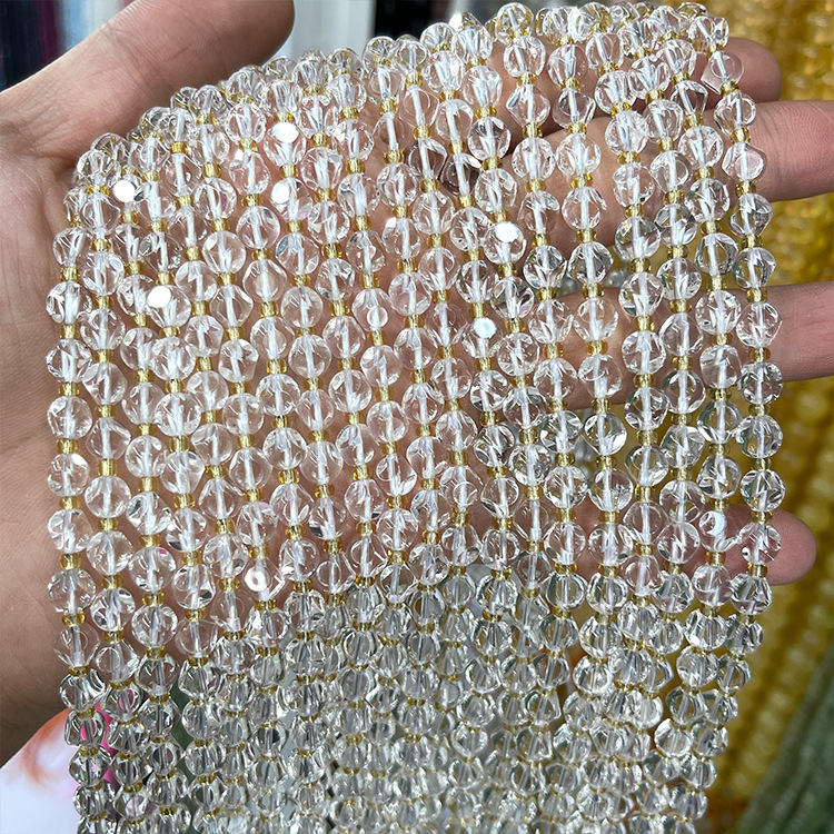 MYK5296-Natural Clear Quartz/Magic Square Beads