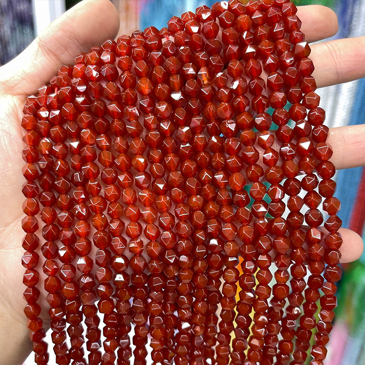 MYK5274-Natural Red Agate A/Cut Large Faceted Beads
