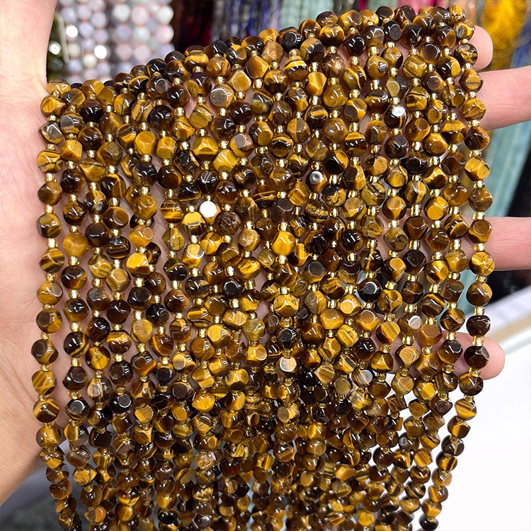 MYK5297-Natural Tiger's Eye/Magic Square Beads