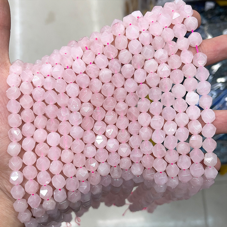 MYK5275-Natural Madagascar Rose Quartz A-Grade Faceted Beads