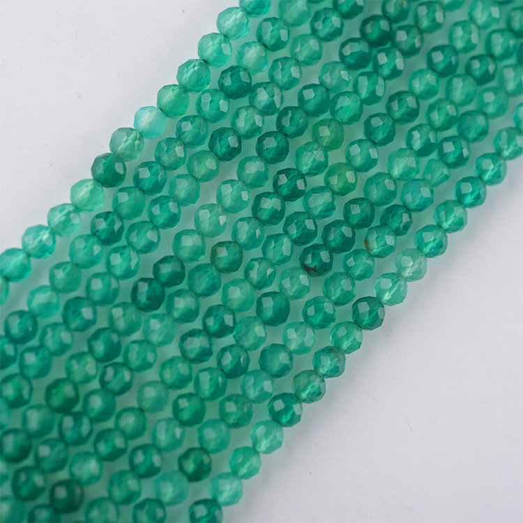 MYK5257-Natural Green Agate/Faceted Beads