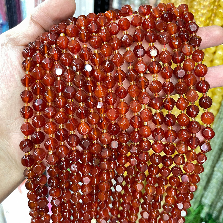MYK5295-Natural Red Agate/Magic Square Beads