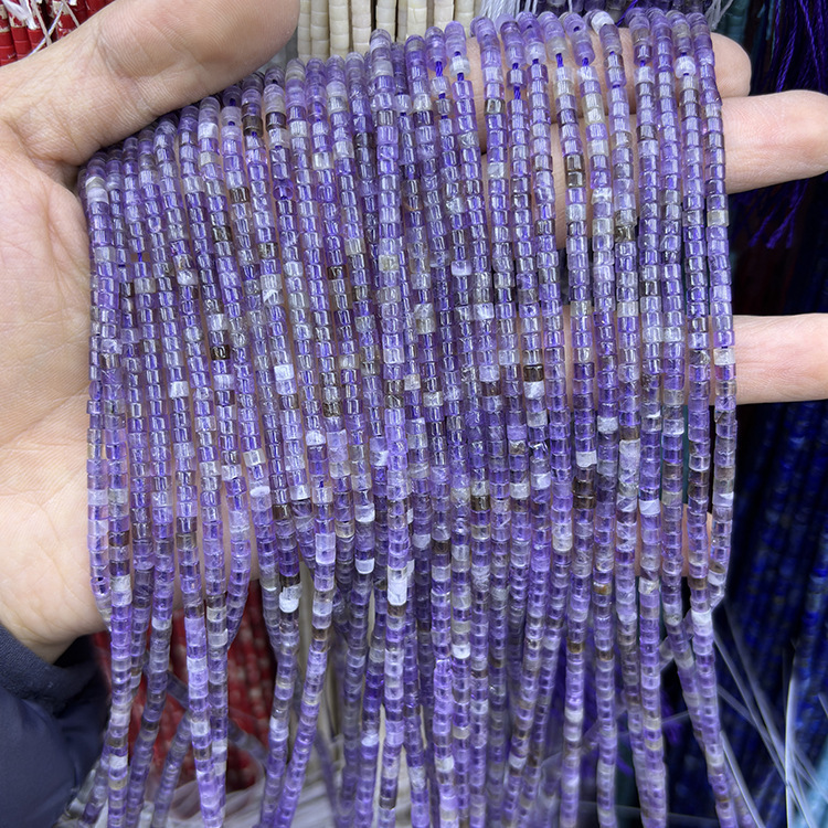 MYK5231-Natural Amethyst Spacer Slice, Straight-Cut Round/Flat Bead