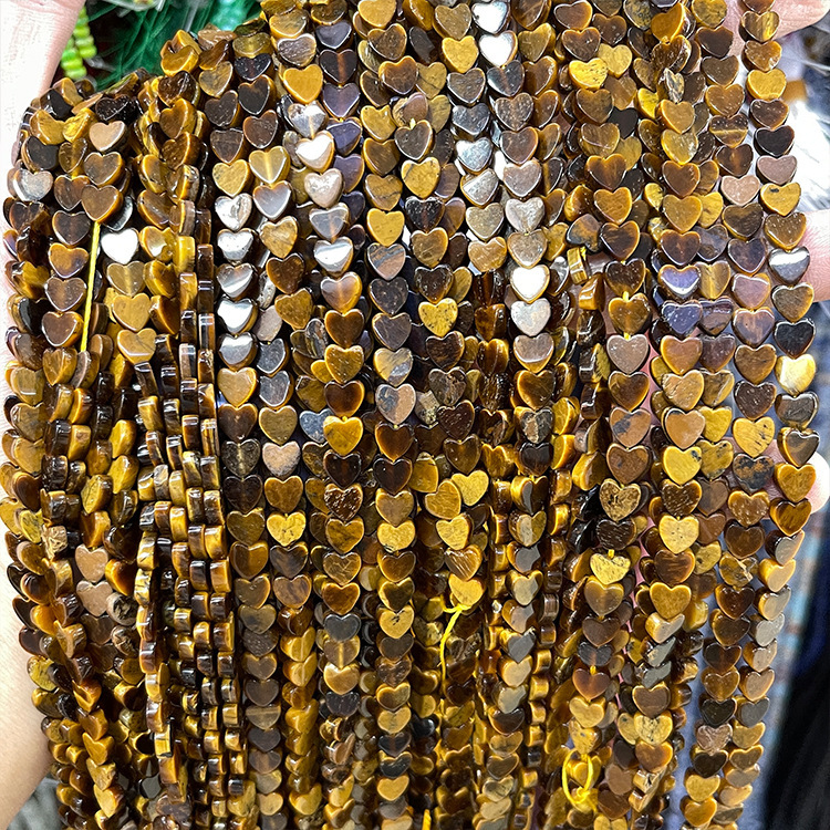 MYK5264-Natural Tiger's Eye/Heart-Shaped Flat Beads