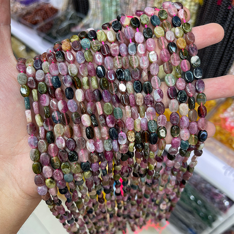 MYK5304-Natural Tourmaline A/Oval Flat Beads