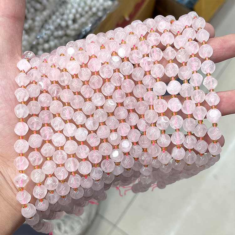 MYK5298-Natural Rose Quartz/Magic Square Beads