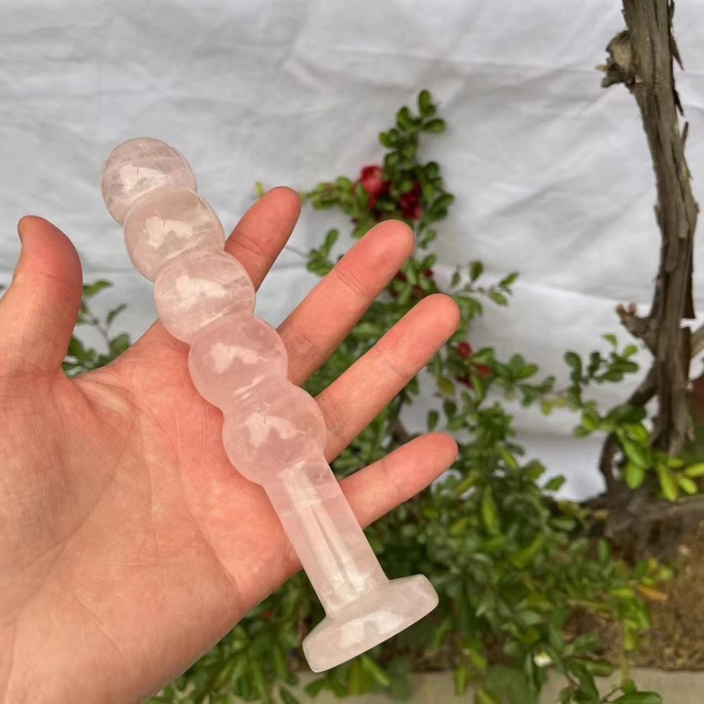 MYK5355-Natural Rose Quartz Vibrating Vaginal Stick