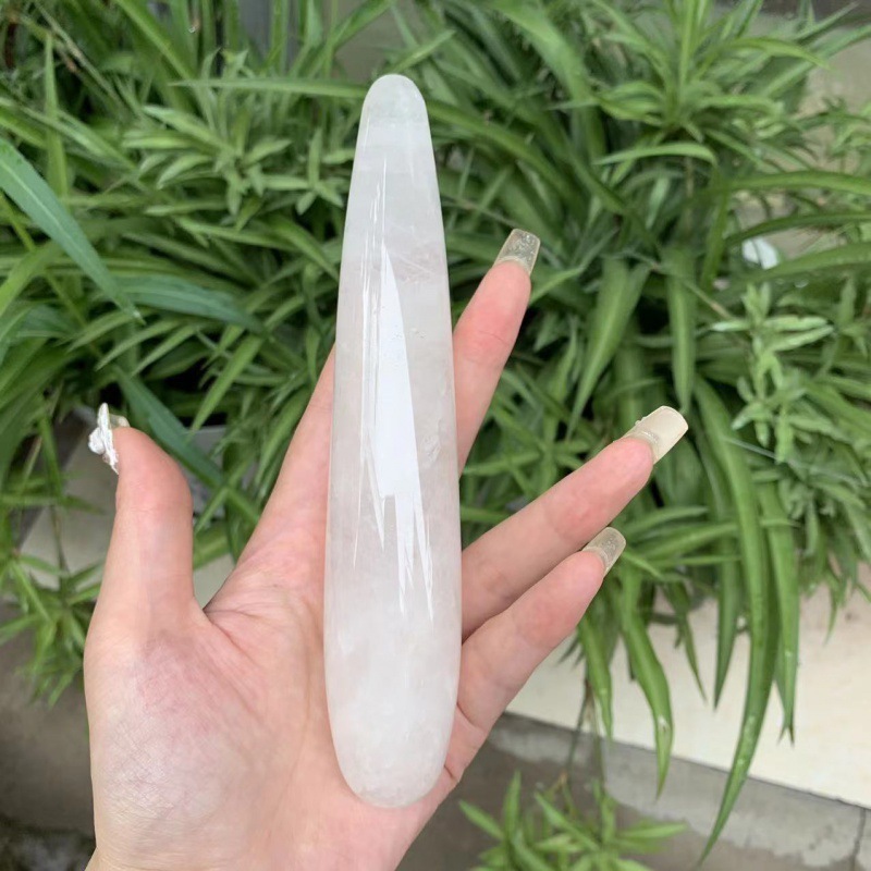 MYK5367-Natural Clear Quartz Vibrating Wand/Vaginal Wand