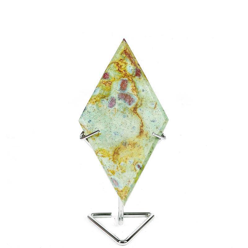MYK5424-Natural Turquoise and Ruby Rhombus-Shaped Ornament with Stand