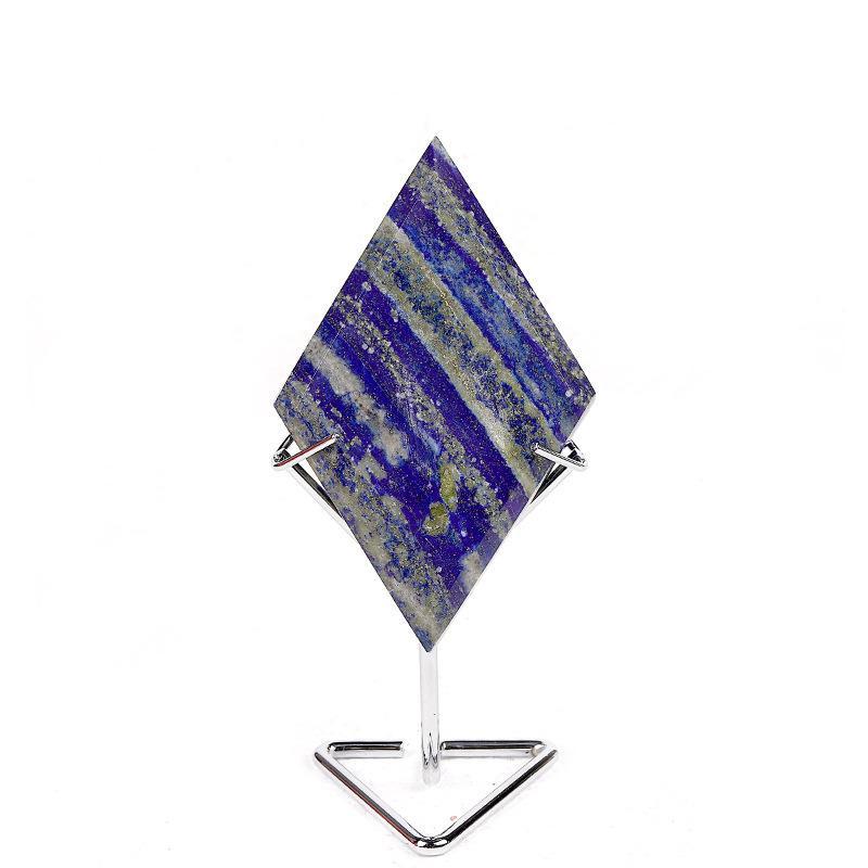 MYK5425-Natural Lapis Lazuli Rhombus-Shaped Slab with Stand Ornament