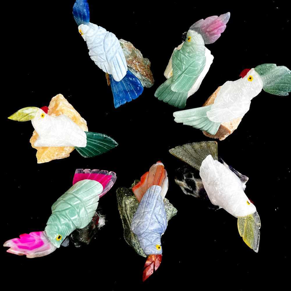 MYK5486-Natural Crystal and Agate Parrot