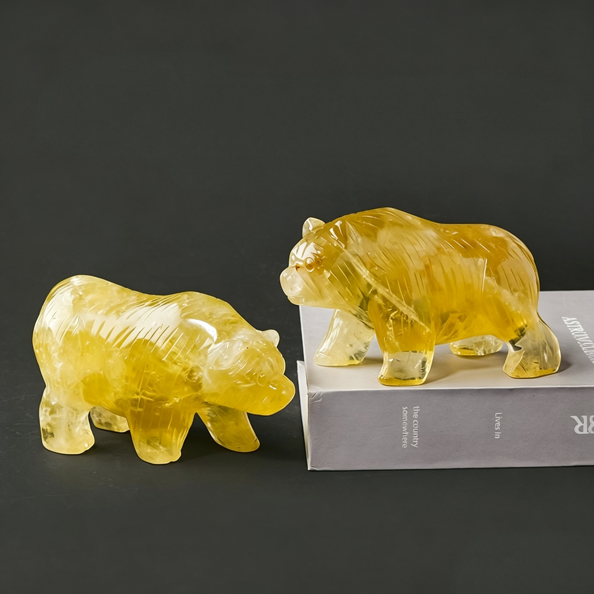 MYK5473-Hand-carved Polar Bear Figurine from Natural Citrine