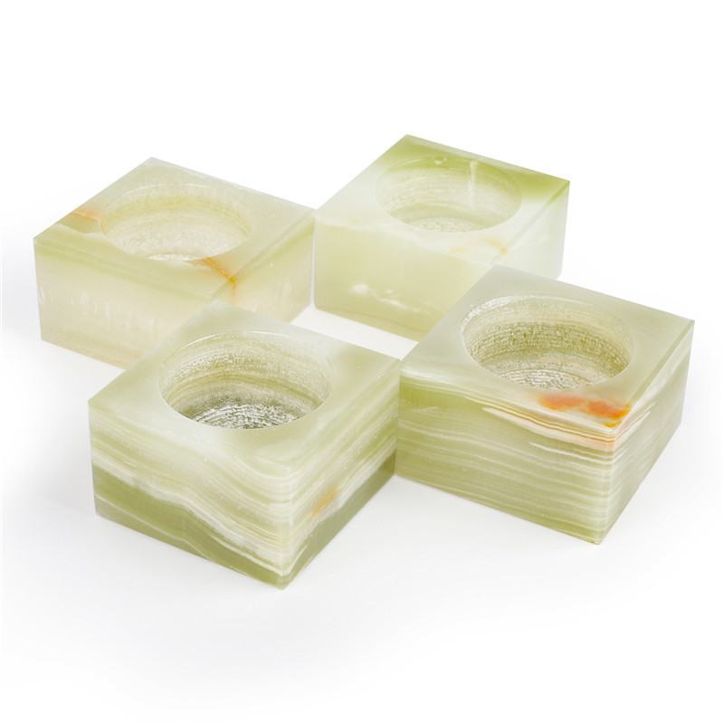 MYK5512-Natural Afghan Jade Square Candlestick
