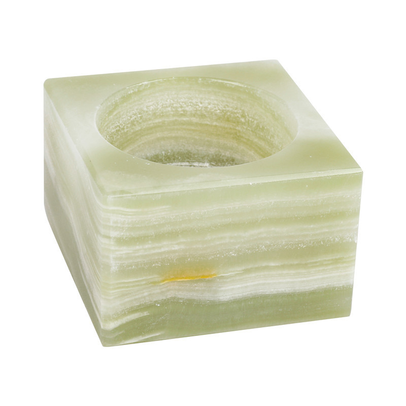 MYK5512-Natural Afghan Jade Square Candlestick
