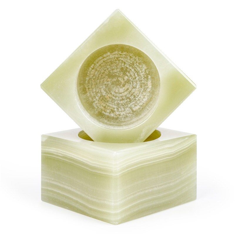 MYK5512-Natural Afghan Jade Square Candlestick