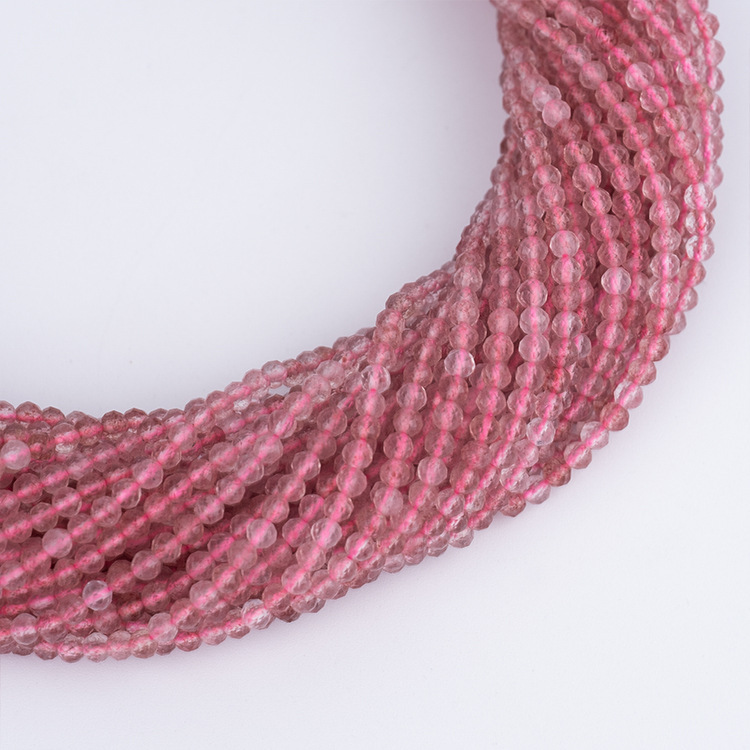 MYK5551-Natural Strawberry Quartz Faceted Beads