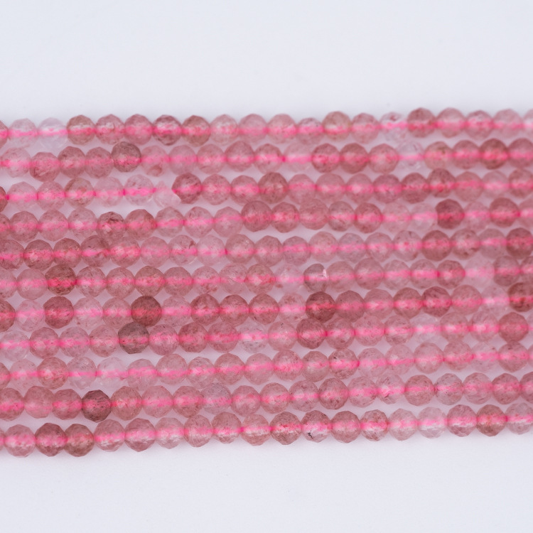 MYK5551-Natural Strawberry Quartz Faceted Beads